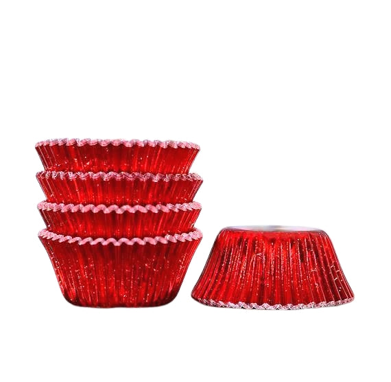 STANDARD Foil Cupcake Liners / Baking Cups – 50 ct RED – Cake