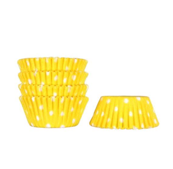 Bulk Mini Yellow Cupcake Liners: Polka Dot | www.sprinklebeesweet.com