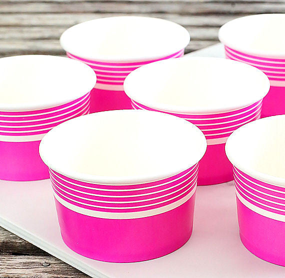 Striped Pink Ice Cream Cups: 8oz | www.sprinklebeesweet.com