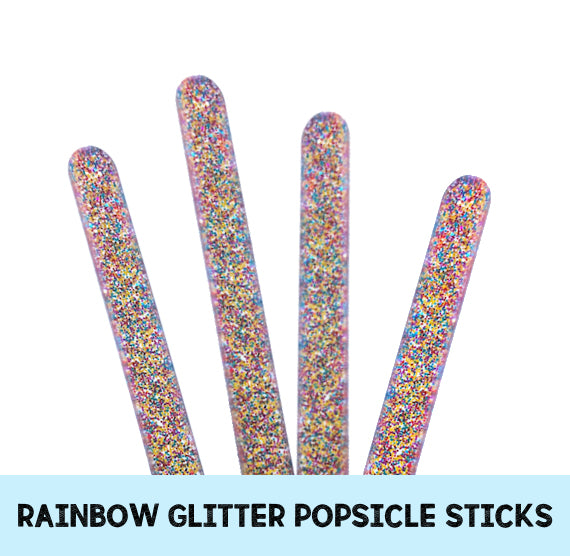 Acrylic Popsicle Sticks: Rainbow Glitter | www.sprinklebeesweet.com