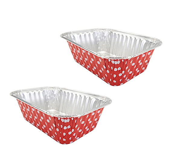Mini Foil Loaf Pans with Lids: Polka Dot Red | www.sprinklebeesweet.com