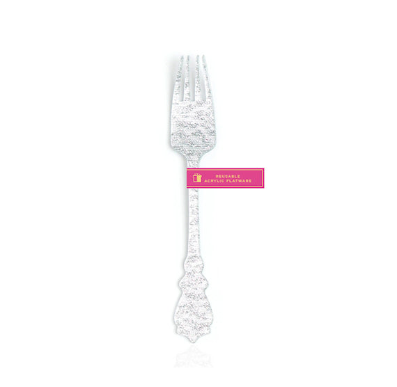Acrylic Silver Fork: Single Cake Fork | www.sprinklebeesweet.com