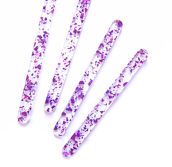 Acrylic Popsicle Sticks: Flake Glitter Purple | www.sprinklebeesweet.com