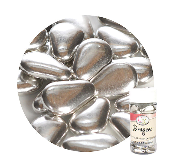 Almond Shaped Silver Dragees | www.sprinklebeesweet.com