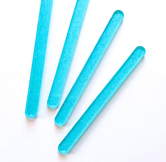 Acrylic Popsicle Sticks: Glitter Aqua Blue | www.sprinklebeesweet.com