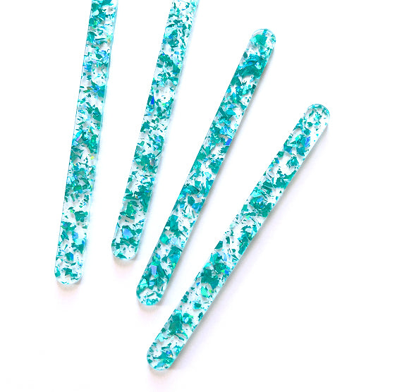 Acrylic Popsicle Sticks: Flake Glitter Teal | www.sprinklebeesweet.com