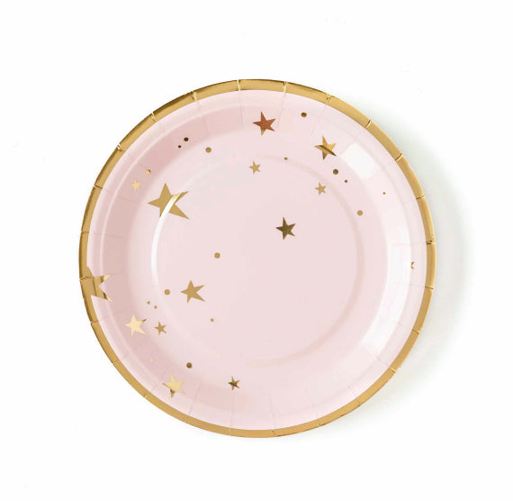 Baby Pink Plates with Stars: 9" | www.sprinklebeesweet.com