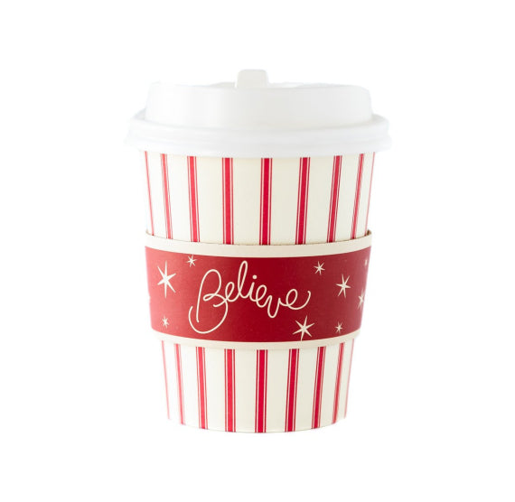 Mini Christmas Coffee Cups: Believe | www.sprinklebeesweet.com