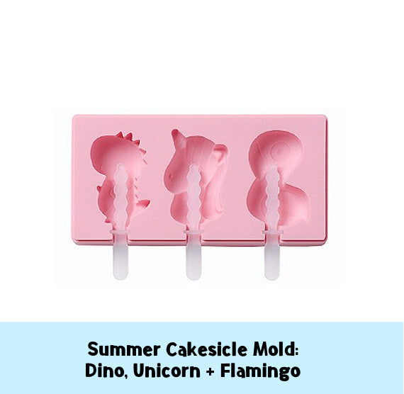 Summer Cakesicle Mold: Dino, Flamingo + Unicorn | www.sprinklebeesweet.com