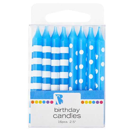 Blue Birthday Candles: Stripes + Dots | www.sprinklebeesweet.com