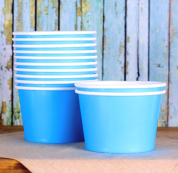 Large Blue Ice Cream Cups: 8oz | www.sprinklebeesweet.com