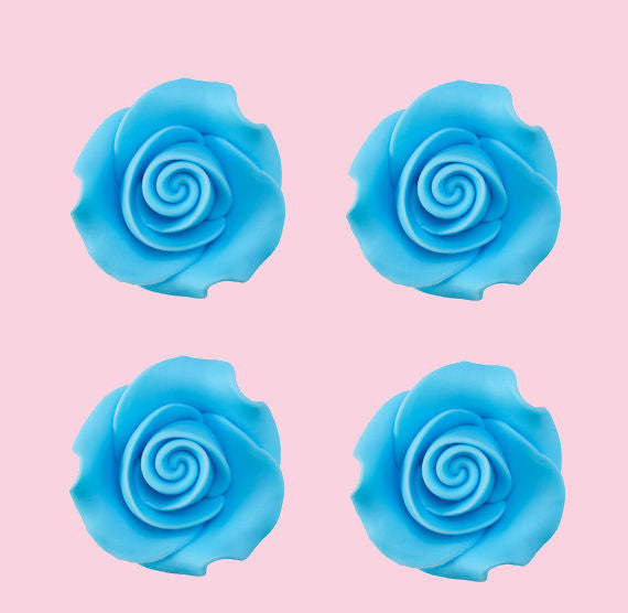 Edible Blue Fondant Roses: 1.5" | www.sprinklebeesweet.com