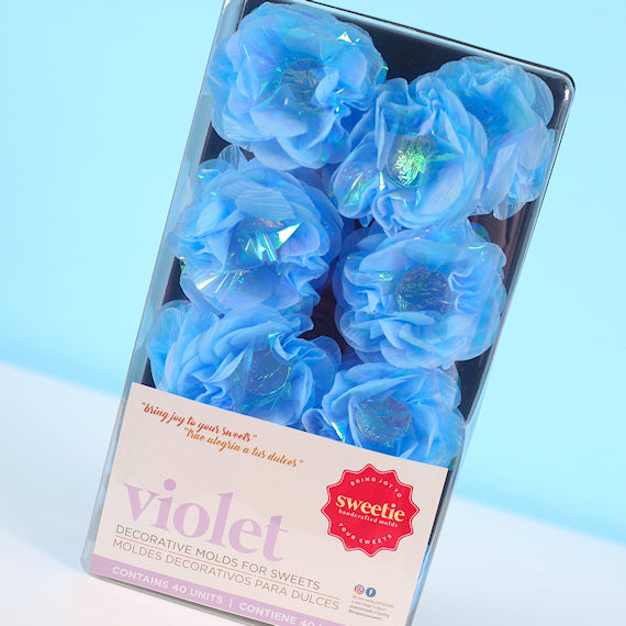 Violet Flower Candy Cups: Pearly Blue | www.sprinklebeesweet.com