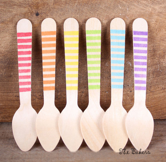 Mini Happy Rainbow Wooden Spoons: Stripe | www.sprinklebeesweet.com
