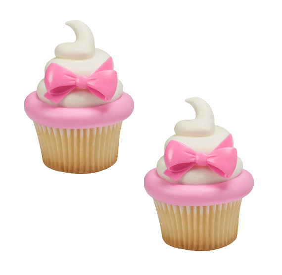 Baby Shower CupcakeTopper Rings: Bow + Mustache | www.sprinklebeesweet.com