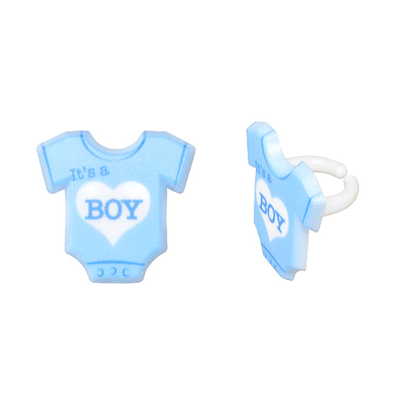 Blue Onesie Cupcake Topper Rings: Baby Boy | www.sprinklebeesweet.com