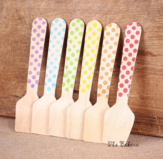 Mini Happy Rainbow Ice Cream Spoons: Mini Polka Dot | www.sprinklebeesweet.com