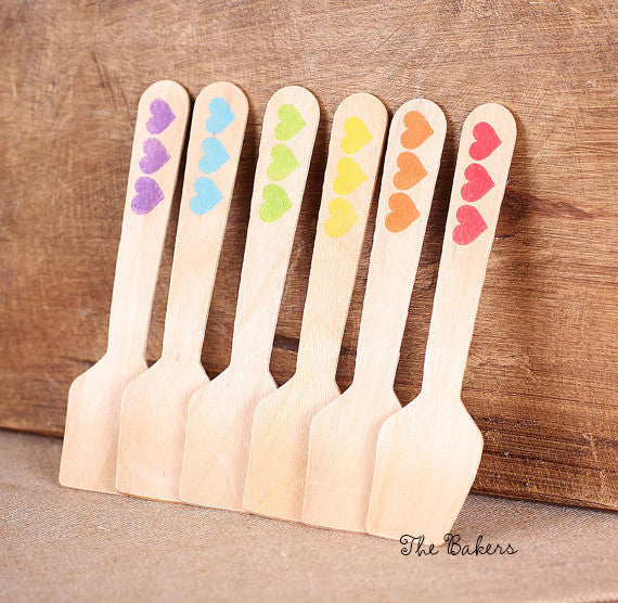 Mini Happy Rainbow Ice Cream Spoons: Hearts | www.sprinklebeesweet.com