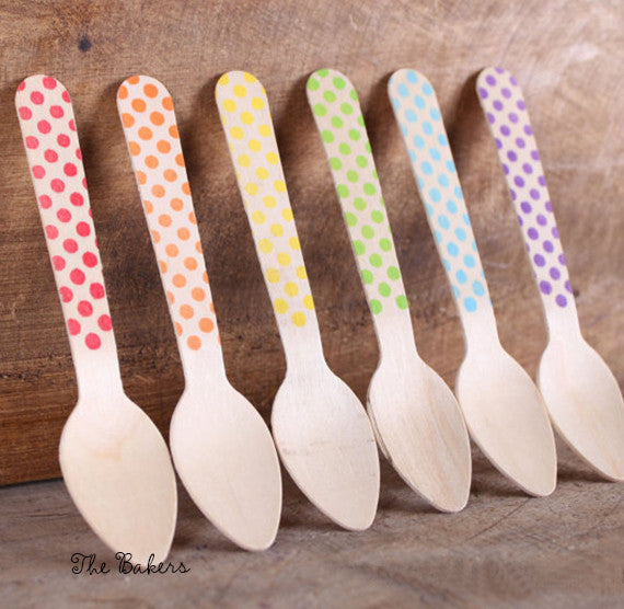 Mini Happy Rainbow Wooden Spoons: Mini Polka Dot | www.sprinklebeesweet.com