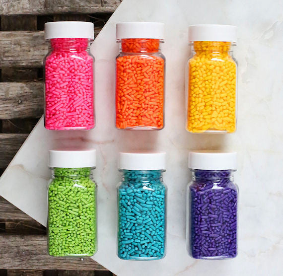 Bright Rainbow Jimmies Sprinkles Set | www.sprinklebeesweet.com