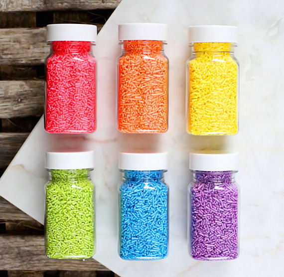Bright Rainbow Shimmer Jimmies Sprinkles Set | www.sprinklebeesweet.com