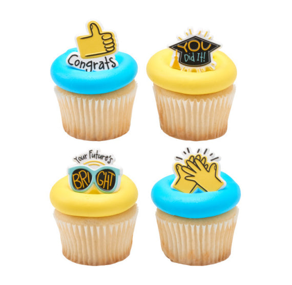 Graduation Cupcake Topper Rings: You Did It | www.sprinklebeesweet.com
