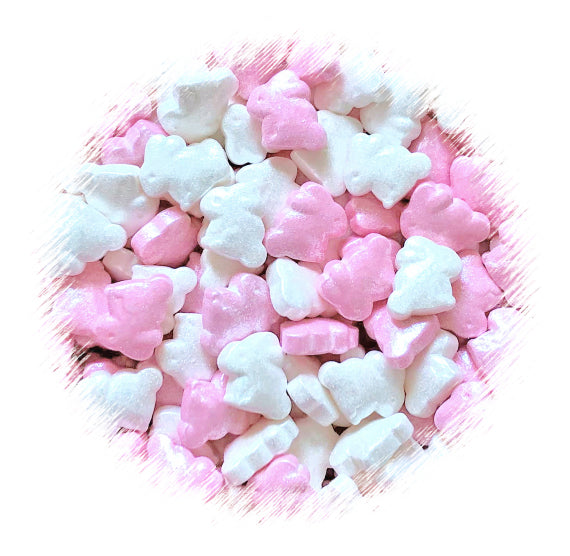 Shimmer Bunny Candy Sprinkles: Pink + White | www.sprinklebeesweet.com