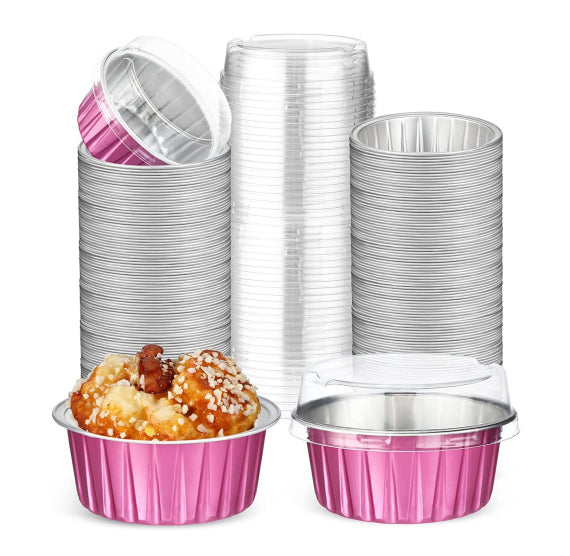 Foil Cupcake Cups with Lids: Pink | www.sprinklebeesweet.com