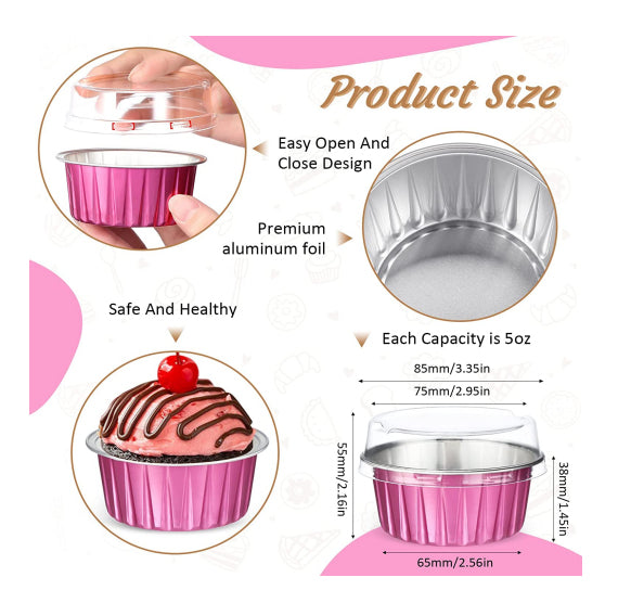 Foil Cupcake Cups with Lids: Pink | www.sprinklebeesweet.com