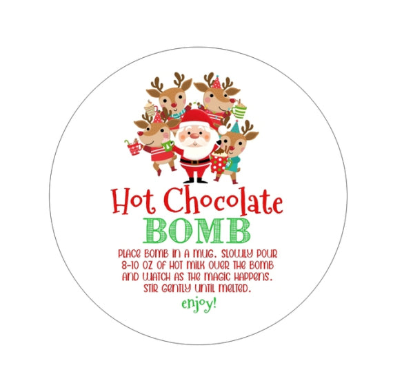Christmas Cocoa Bomb Stickers | www.sprinklebeesweet.com