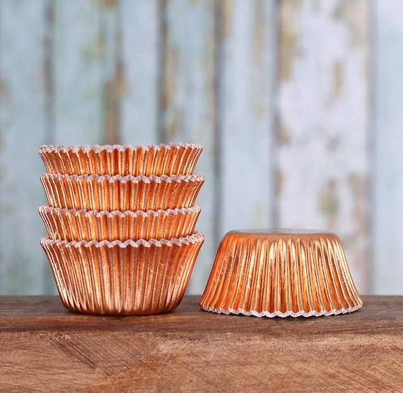Bulk Mini Cupcake Liners: Copper Foil | www.sprinklebeesweet.com
