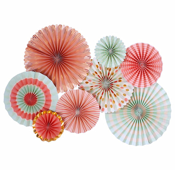 Coral and Mint Party Fans | www.sprinklebeesweet.com