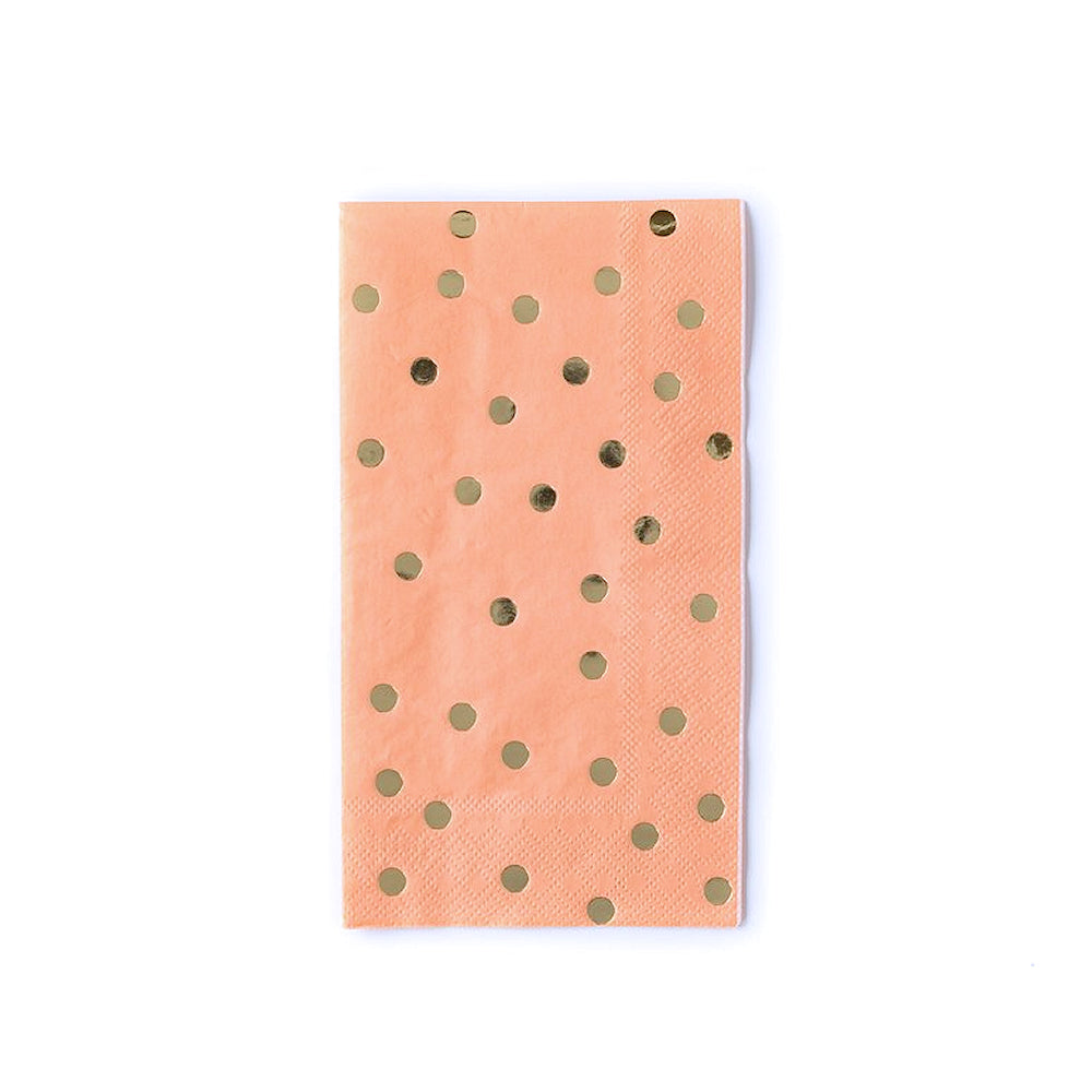 Tall Coral Napkins with Gold Polka Dots | www.sprinklebeesweet.com