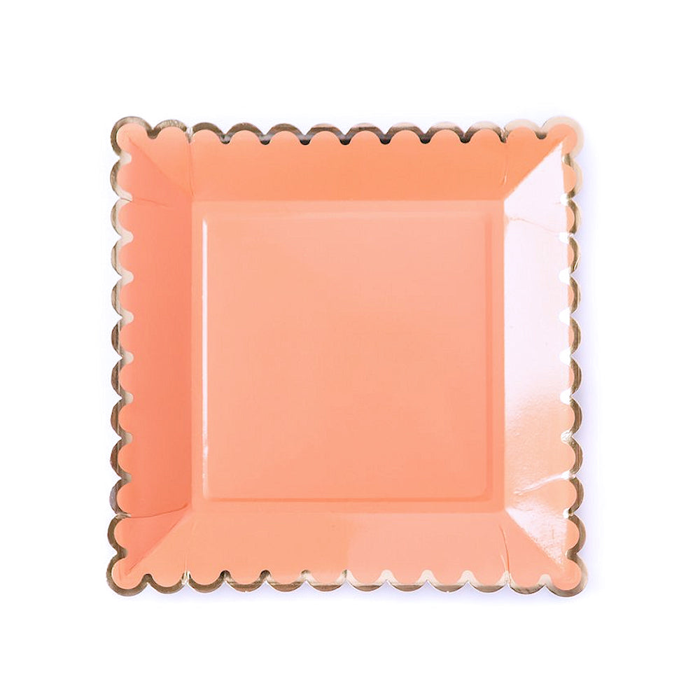 Large Coral Plates with Gold Foil | www.sprinklebeesweet.com