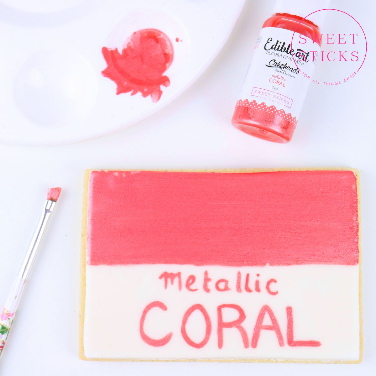 Metallic Coral Edible Art Paint | www.sprinklebeesweet.com