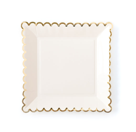 Large Creamy White Plates with Gold Foil | www.sprinklebeesweet.com