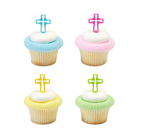 Bright Colored Cross Cupcake Picks | www.sprinklebeesweet.com