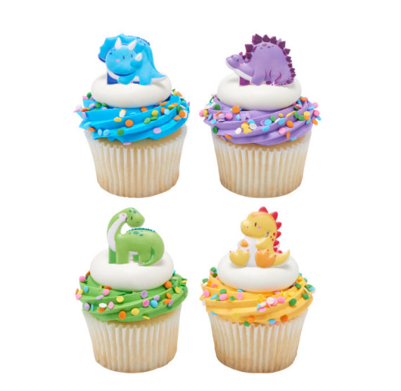 Cute Dinosaur Cupcake Topper Rings | www.sprinklebeesweet.com
