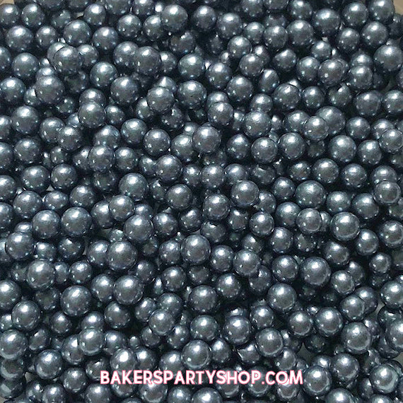 Shimmer Dark Silver Sugar Pearls: 4mm | www.sprinklebeesweet.com