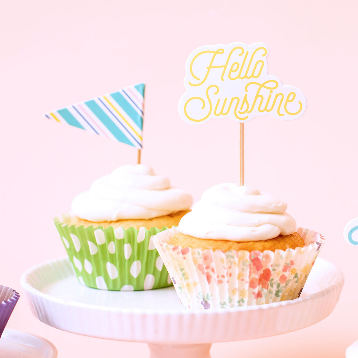 Hello Sunshine Cupcake Toppers | www.sprinklebeesweet.com
