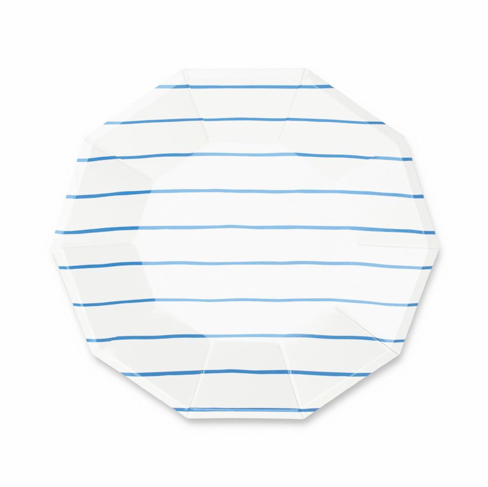 Striped Blue Plates: Large | www.sprinklebeesweet.com