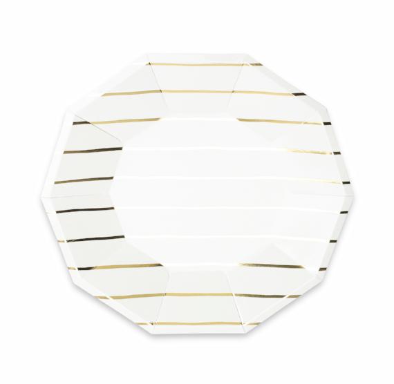 Striped Gold Plates: Large | www.sprinklebeesweet.com