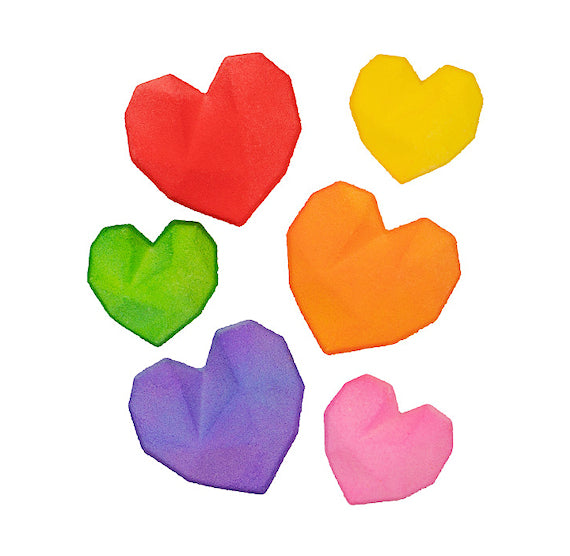 Geometric Rainbow Heart Sugar Toppers | www.sprinklebeesweet.com