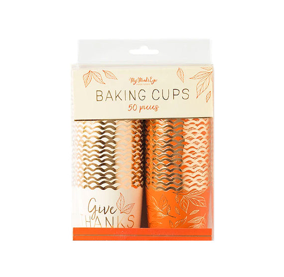 Fall Baking Cups: Give Thanks + Leaves | www.sprinklebeesweet.com