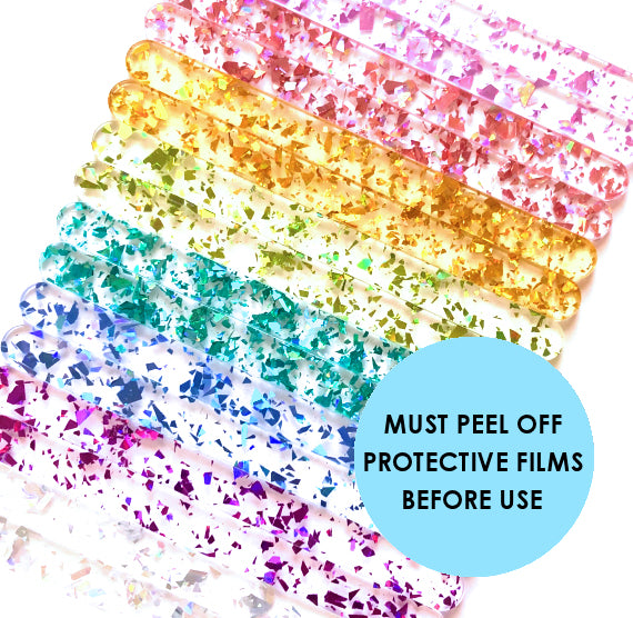 Acrylic Popsicle Sticks: Flake Glitter Rainbow | www.sprinklebeesweet.com