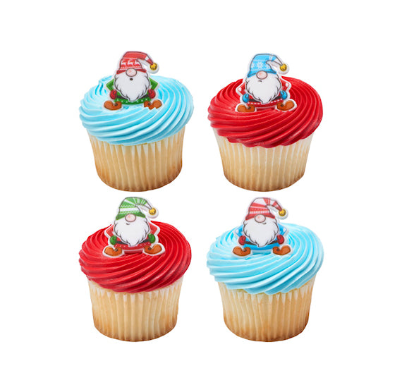Holiday Gnomes Cupcake Topper Rings | www.sprinklebeesweet.com