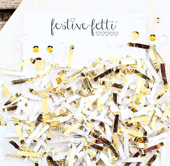 Festive Fetti Gold Confetti | www.sprinklebeesweet.com