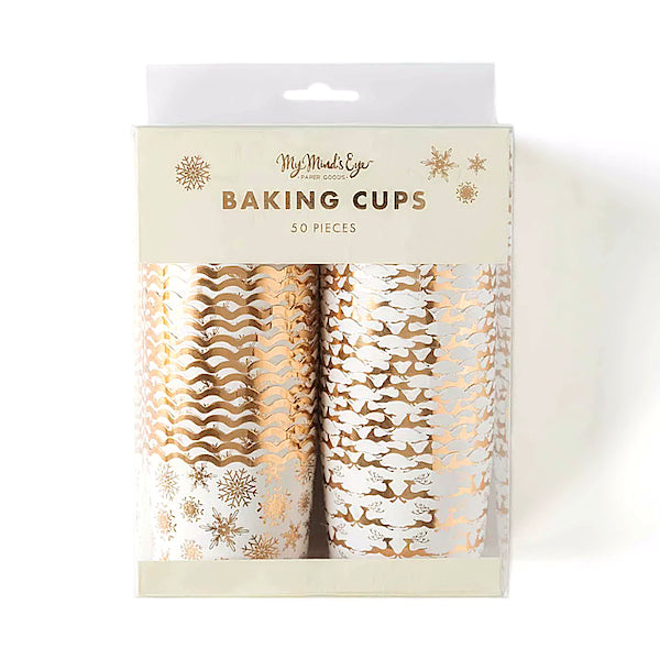 Christmas Baking Cups: Gold Snowflakes | www.sprinklebeesweet.com