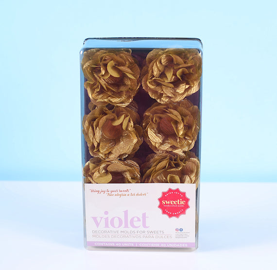 Violet Flower Candy Cups: Gold | www.sprinklebeesweet.com