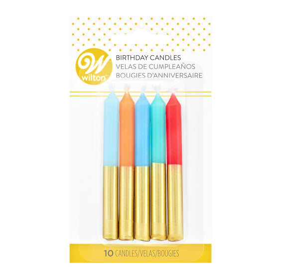 Wilton Birthday Candles: Assorted Gold Dipped | www.sprinklebeesweet.com